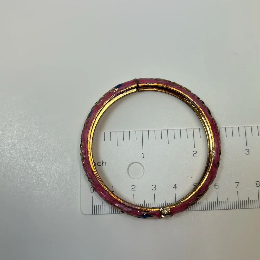New Handcrafted Cloisonne Bangle Bracelets Golden Enamel Metal Handcuff - Picture 4 of 4